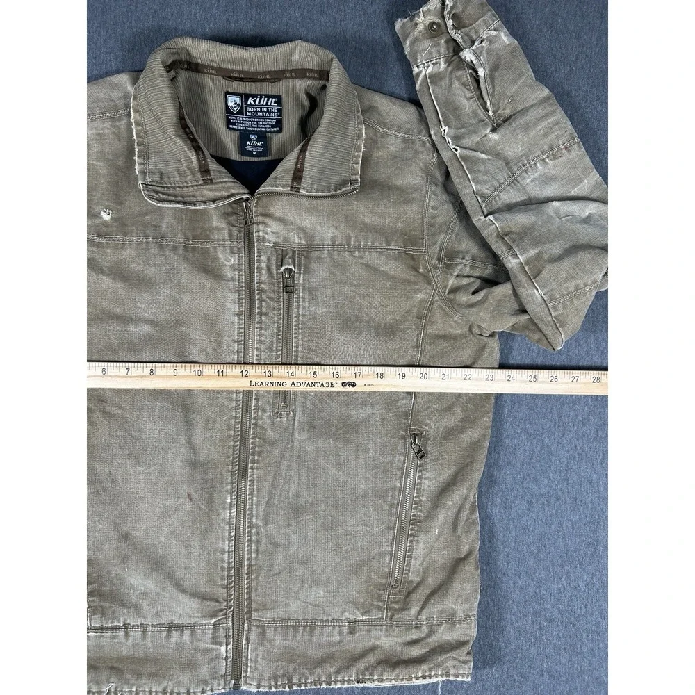 KÜHL Burr Jacket Mens Medium Khaki Tan Vintage Canvas Full Zip Workwear